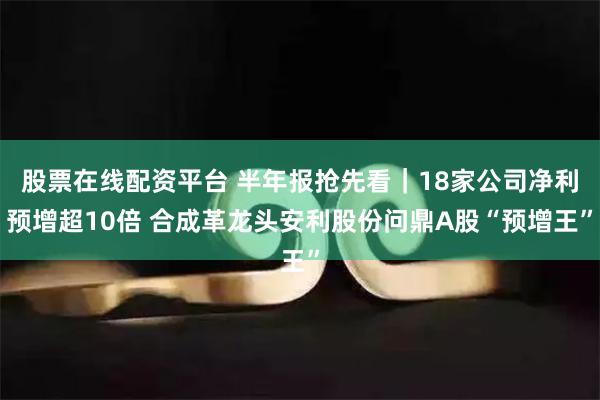 股票在线配资平台 半年报抢先看｜18家公司净利预增超10倍 合成革龙头安利股份问鼎A股“预增王”